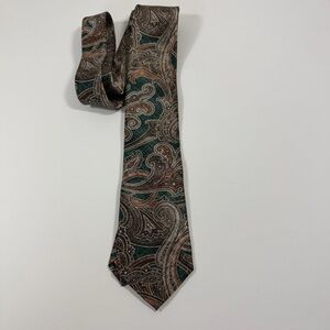 NWT Hickey Freeman Paisley Men’s Tie - Green and Brown